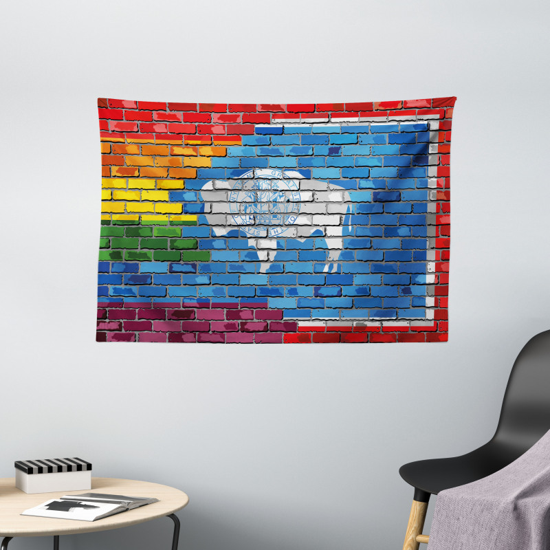 Equality State and Gay Flag Wide Tapestry