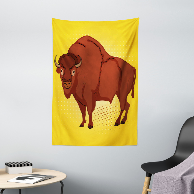 Comic Book Drawn Bison Tapestry