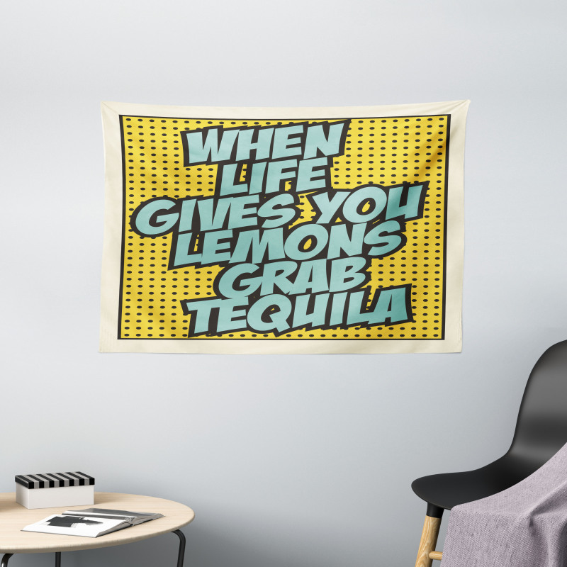 Retro Design Funny Words Wide Tapestry