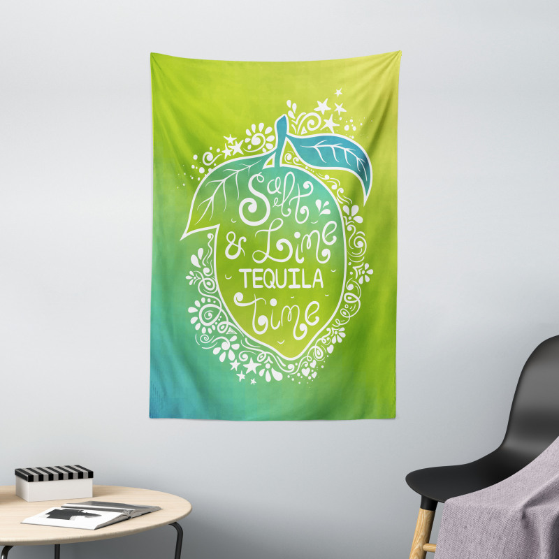 Vibrant Ombre Text on Lemon Tapestry