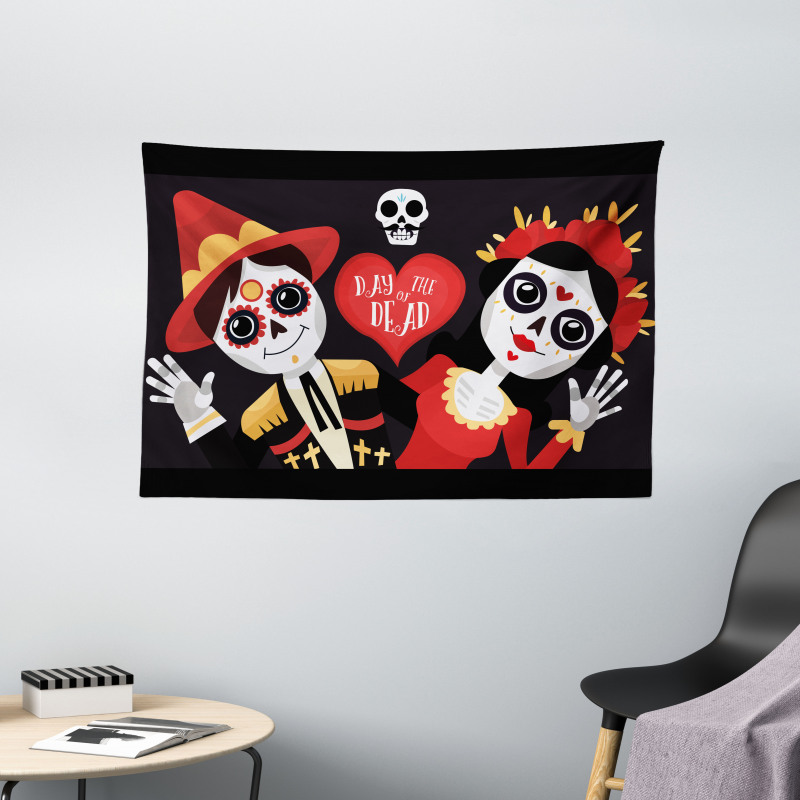 Sugar Skull Art Wide Tapestry