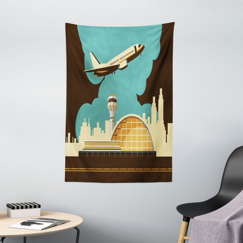 Airfield Plane and City Tapestry