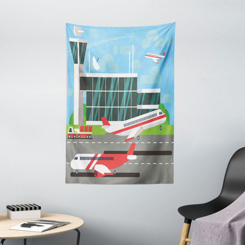 Departure Plane from Runway Tapestry