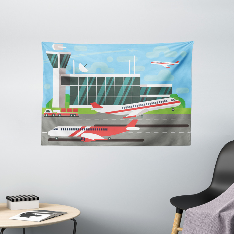 Departure Plane from Runway Wide Tapestry