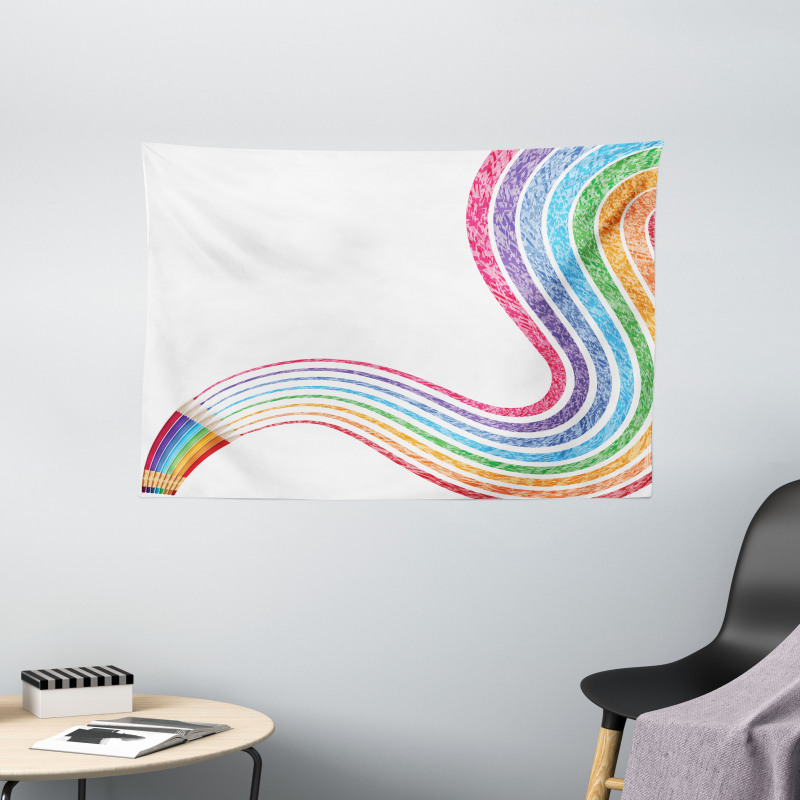 Imagination Themed Pencils Wide Tapestry