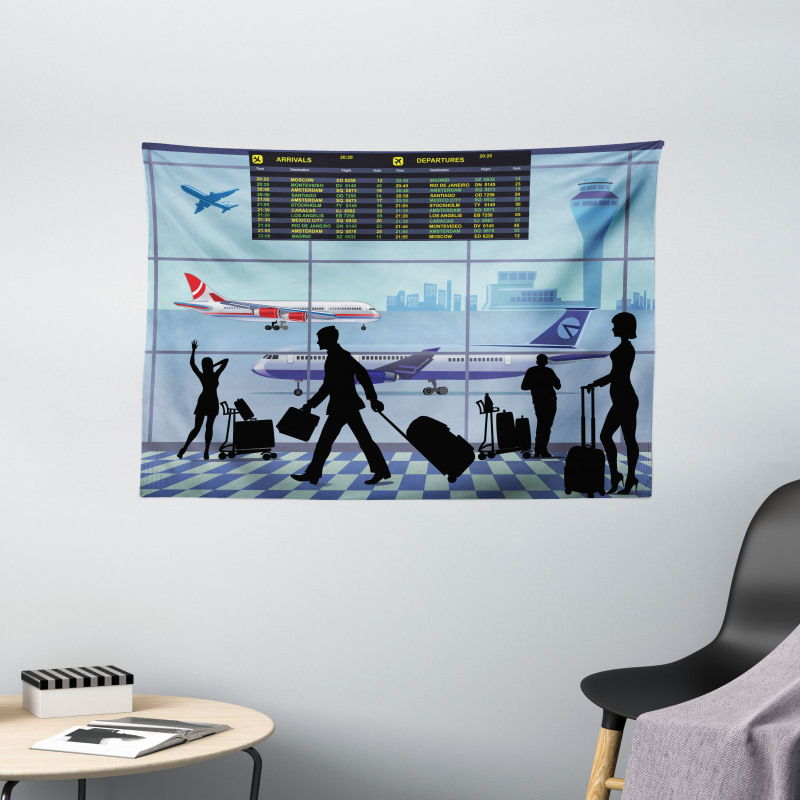 Planes People Flight Board Wide Tapestry