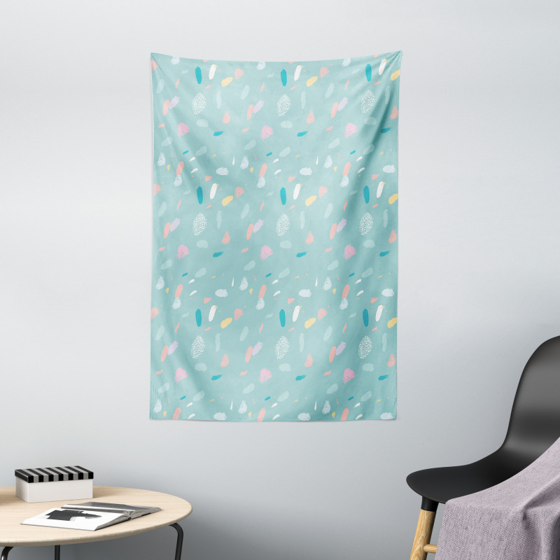 Pastel Strokes and Dots Tapestry