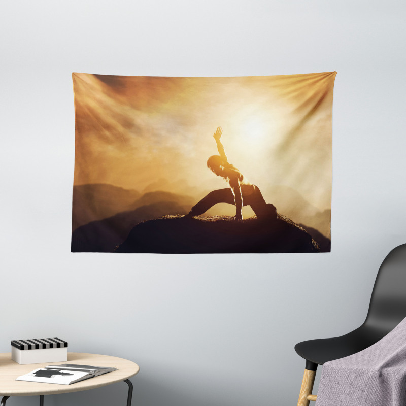 Asian Man Practices Photo Wide Tapestry