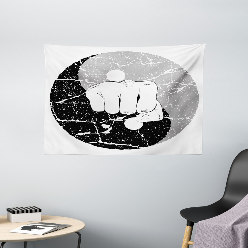 Fist in Yin Yang Wide Tapestry