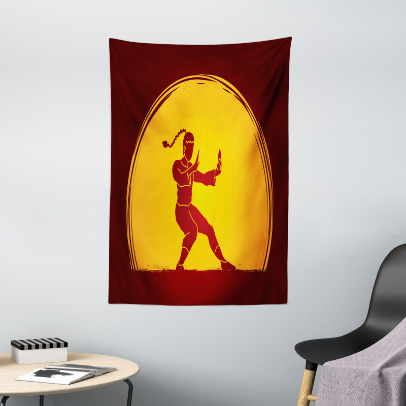 Bicolour Karate Pose Moon Tapestry