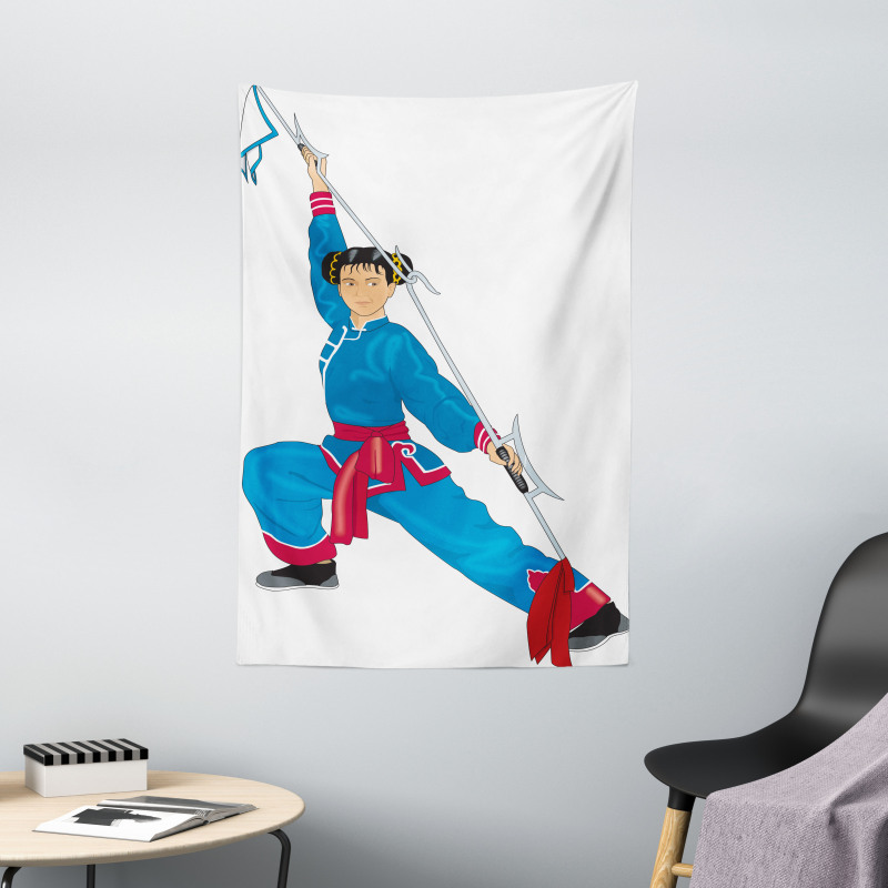 Cartoon Girl in Folk Clothe Tapestry