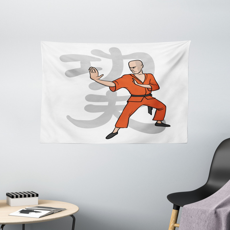 Martial Art Exercises Sign Wide Tapestry