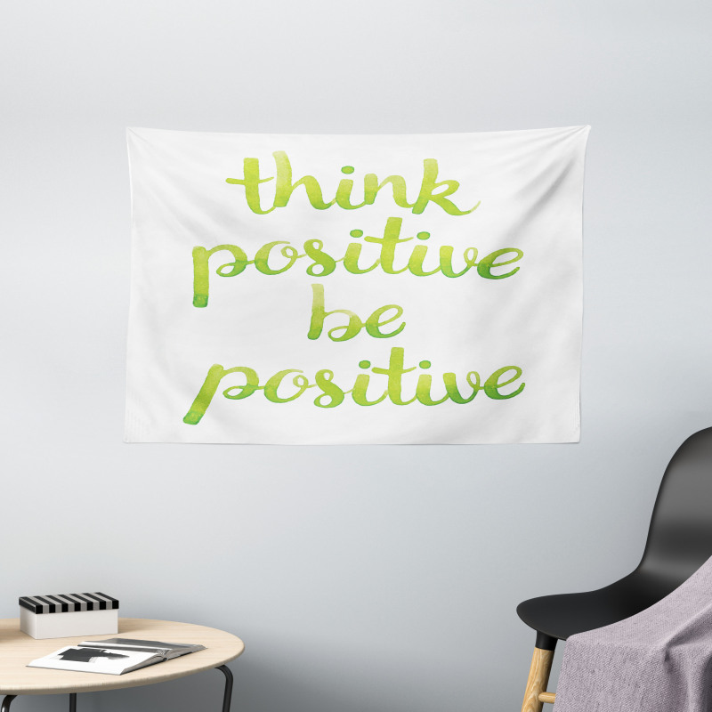 Words in Green Tone Wide Tapestry