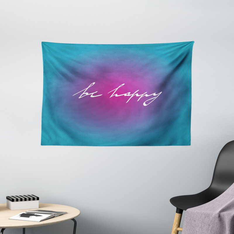 Energetic Be Happy Wide Tapestry