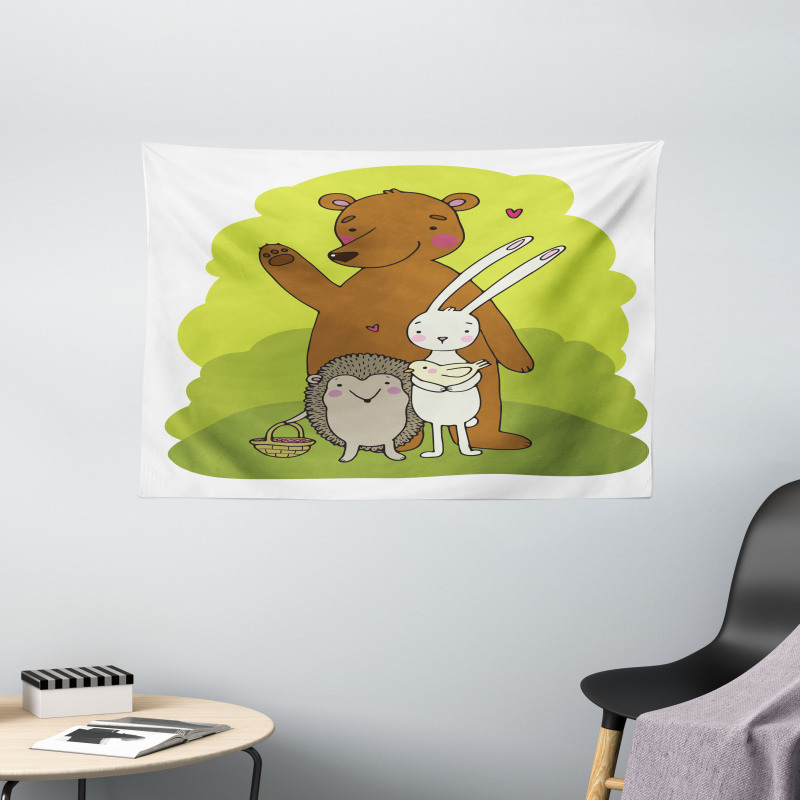 Simple Animals Wide Tapestry