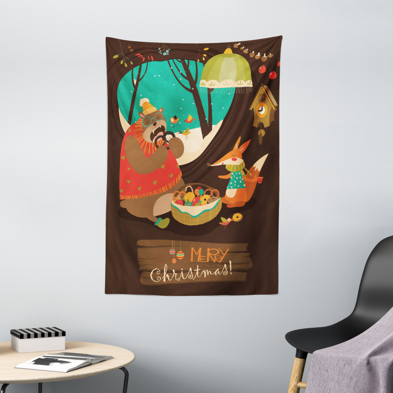 Bear and Fox Xmas Tapestry