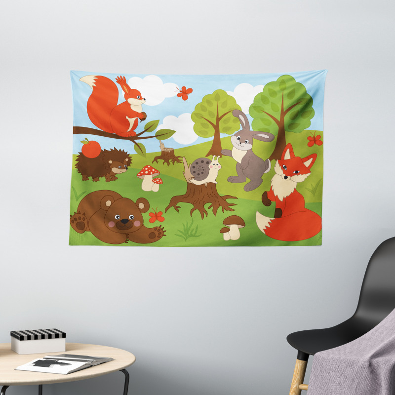 Woodland Fauna Wide Tapestry