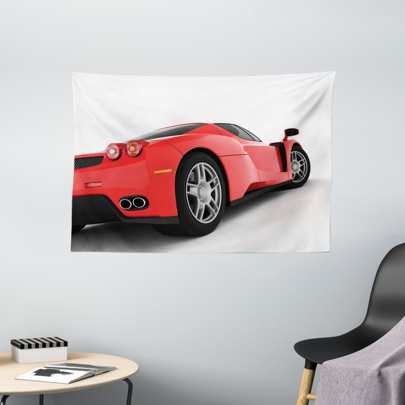 Red Super Sports Car Wide Tapestry