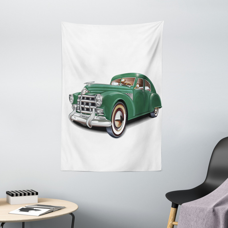 Nostalgic Vintage Car Tapestry