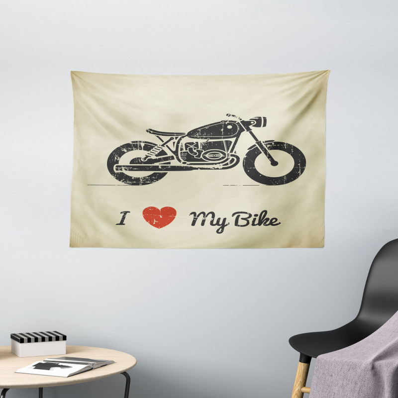 Grunge Flat Motorcycle Wide Tapestry