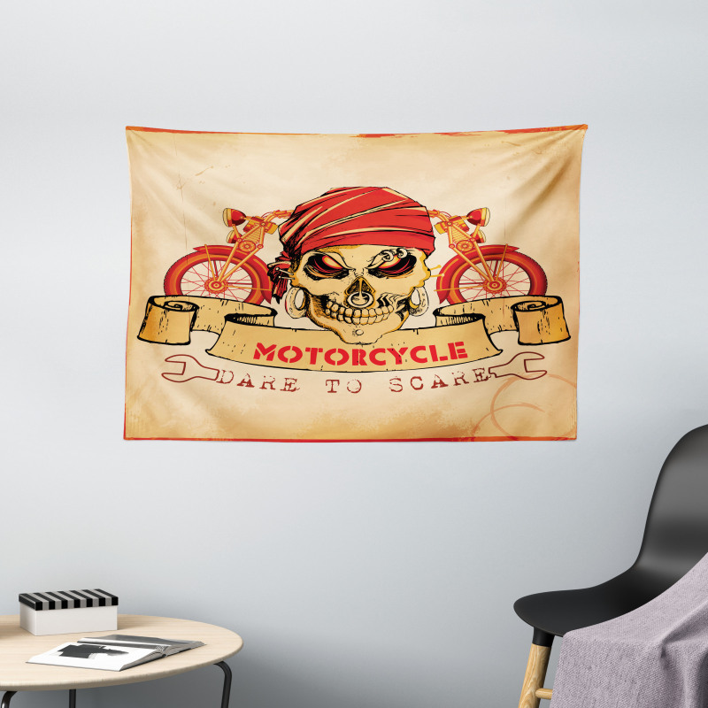 Spooky Racer Motorcycle Wide Tapestry