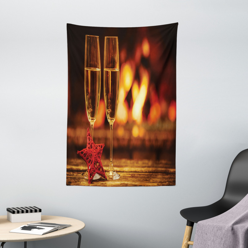 Romantic Champagne Glass Tapestry