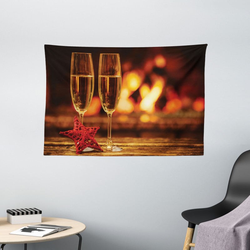 Romantic Champagne Glass Wide Tapestry