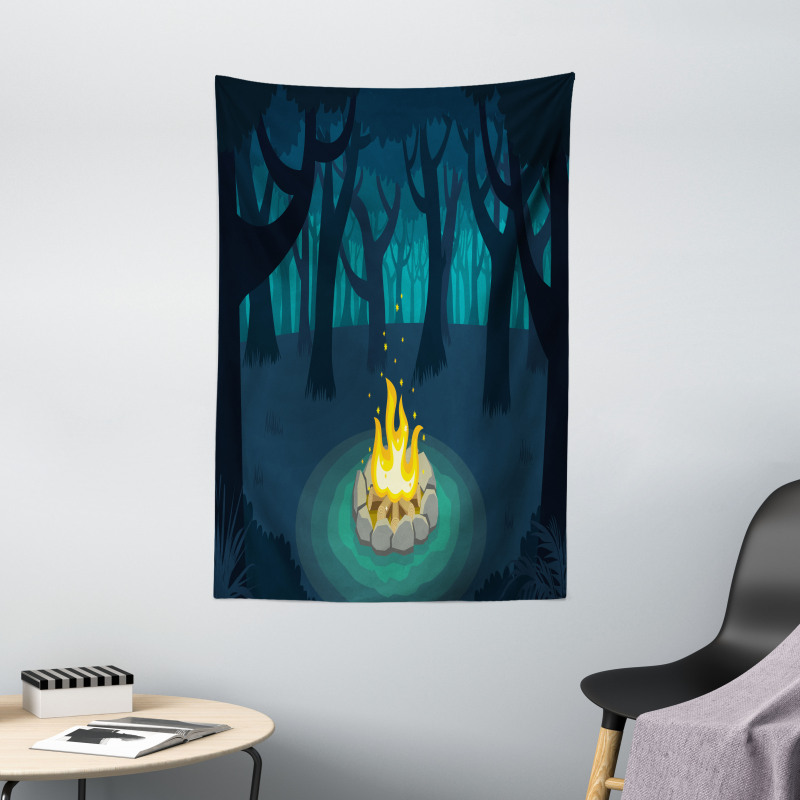 Campfire Woods Night Tapestry