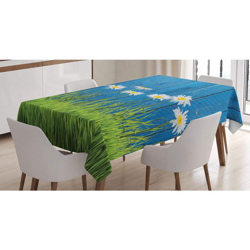 Spring Grass and Daisy Tablecloth