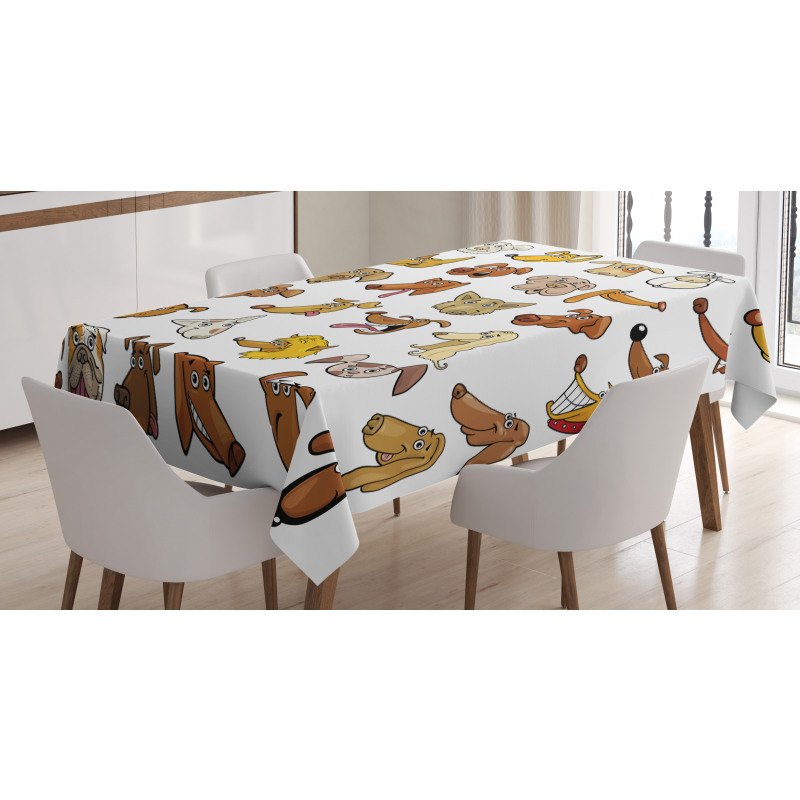 Dog Heads Puppy Canin Tablecloth