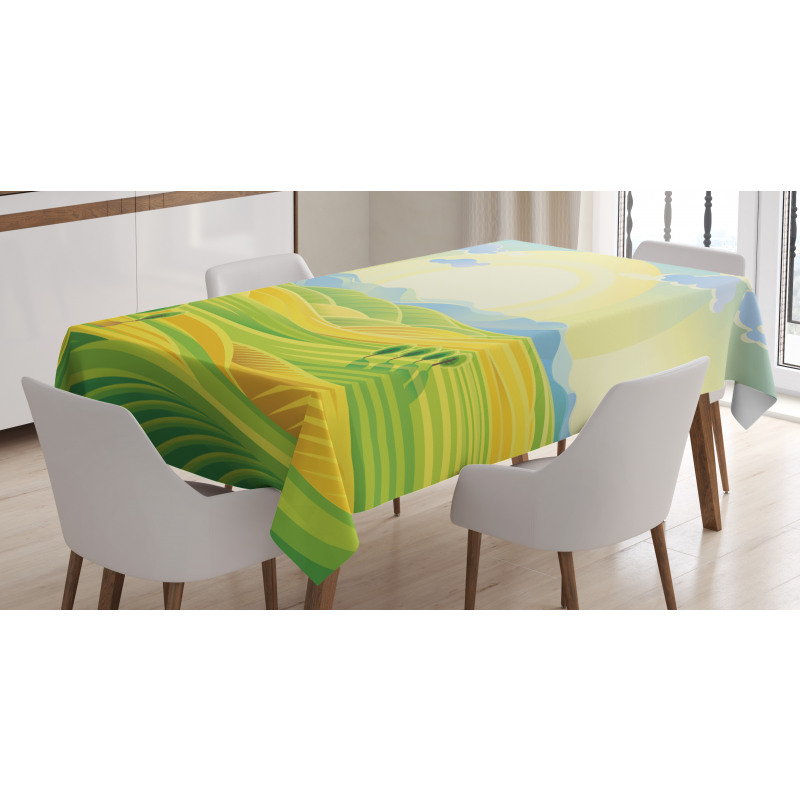 Sunny Rural Scenery Tablecloth
