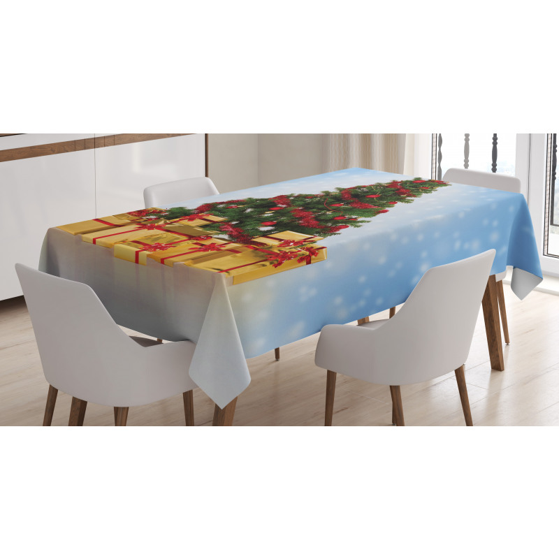 Fir Tree Snowy Weather Tablecloth