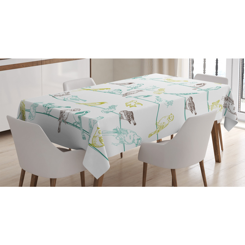 Birds Sitting on Wires Tablecloth