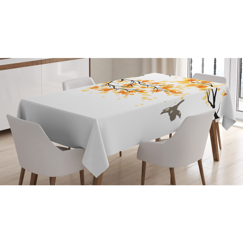 Flying Birds and Leaves Tablecloth