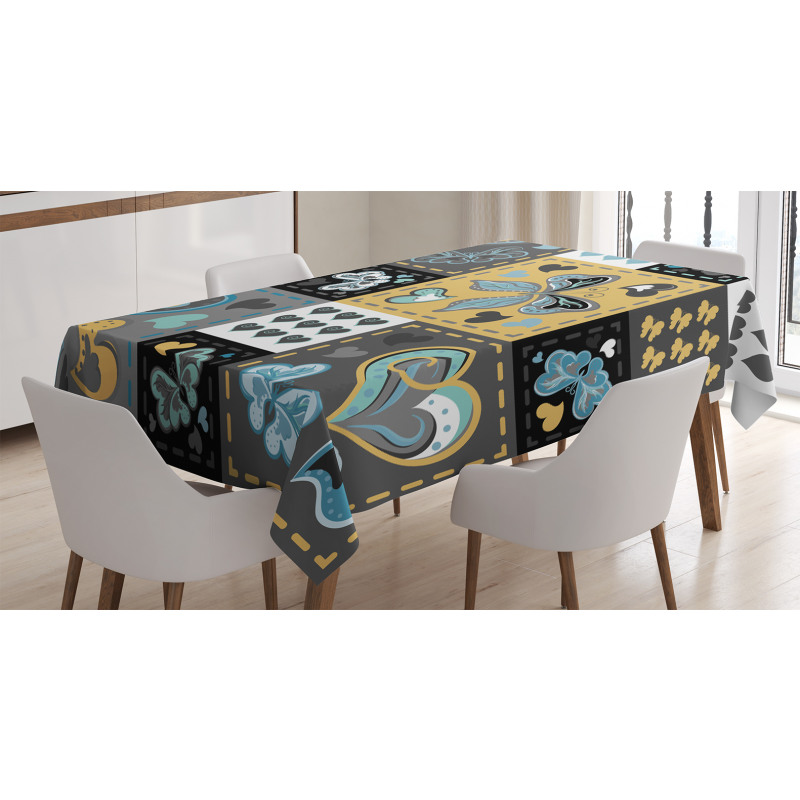 Butterfly Heart Retro Tablecloth