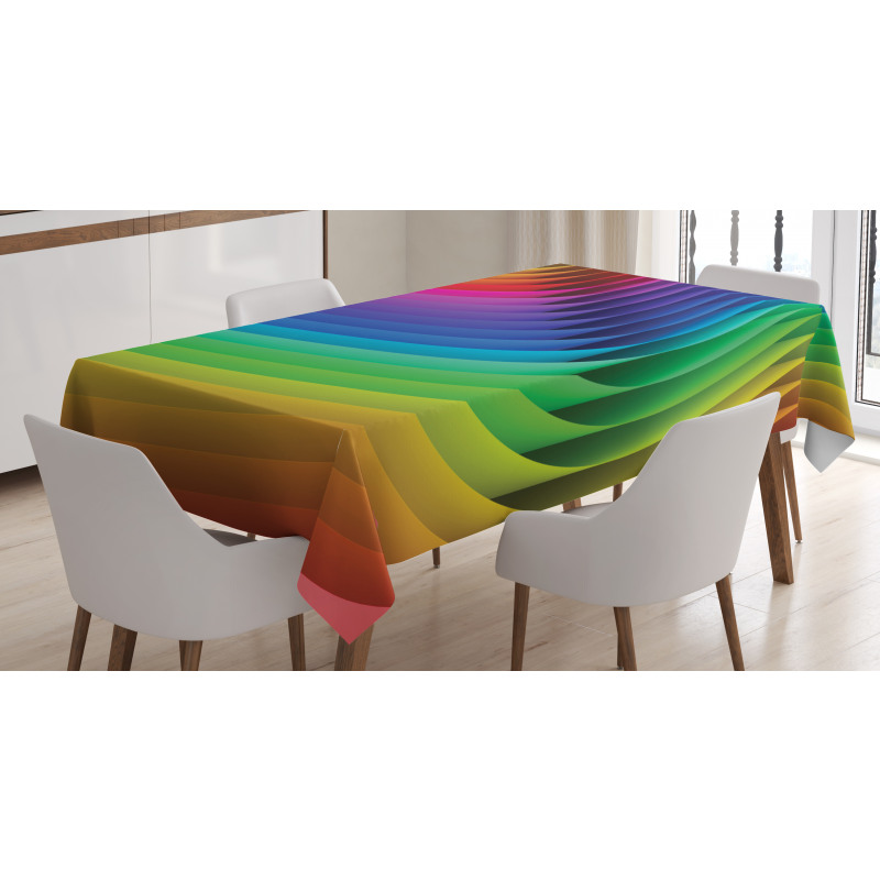 Color Wave Curls Art Tablecloth