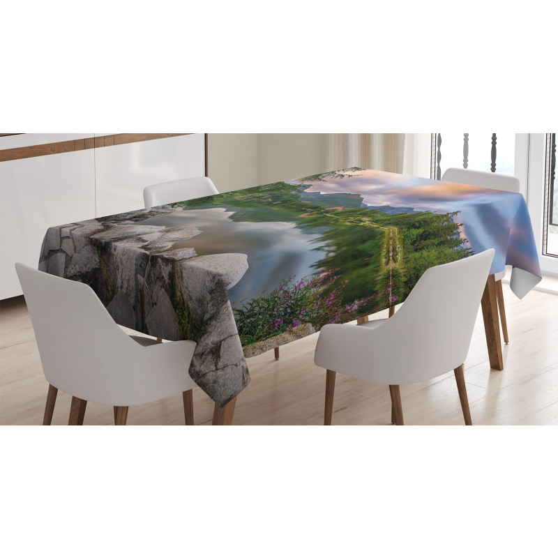 Lake by Forest Mountain Tablecloth