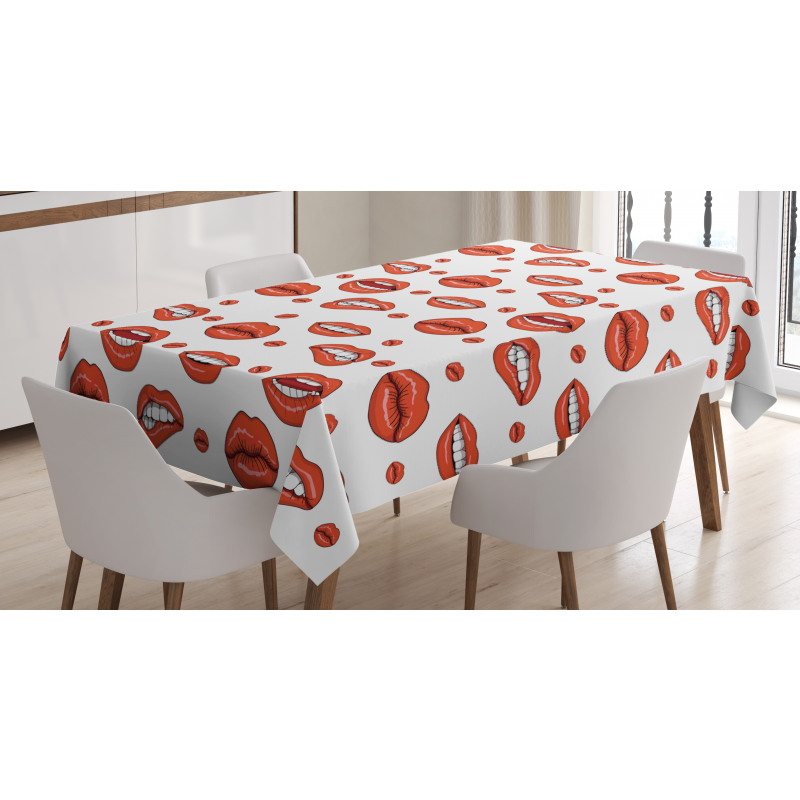 Woman Lips with Gestures Tablecloth