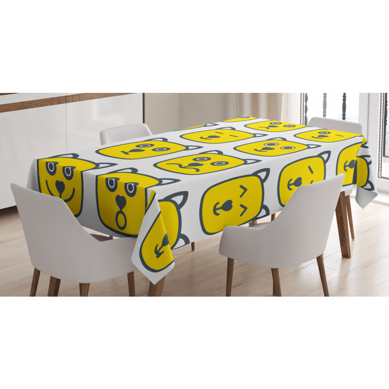 Cat Dog Smiley Expression Tablecloth