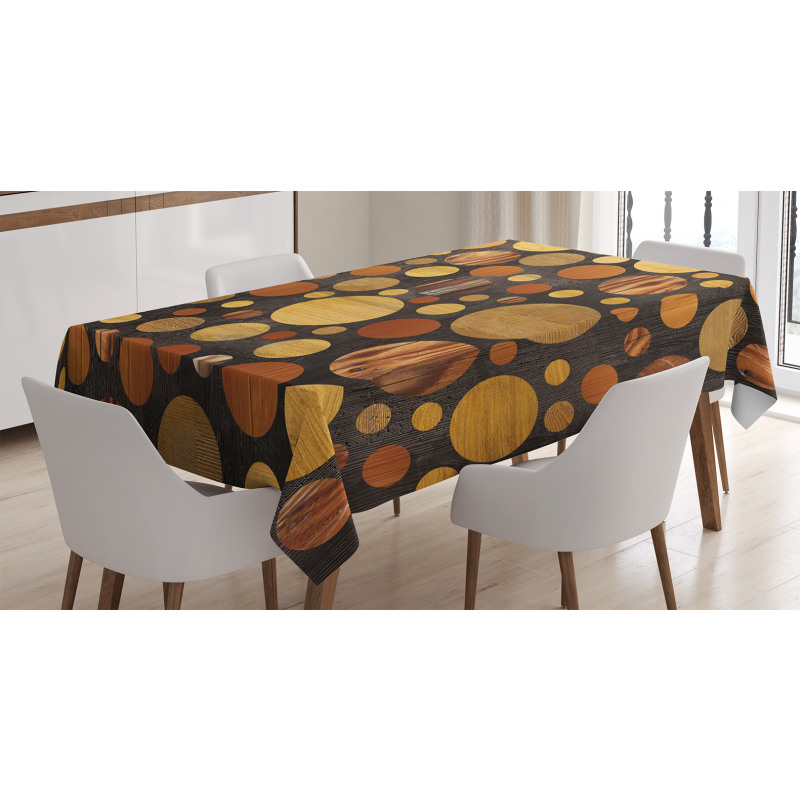 Brown Abstract Circles Tablecloth