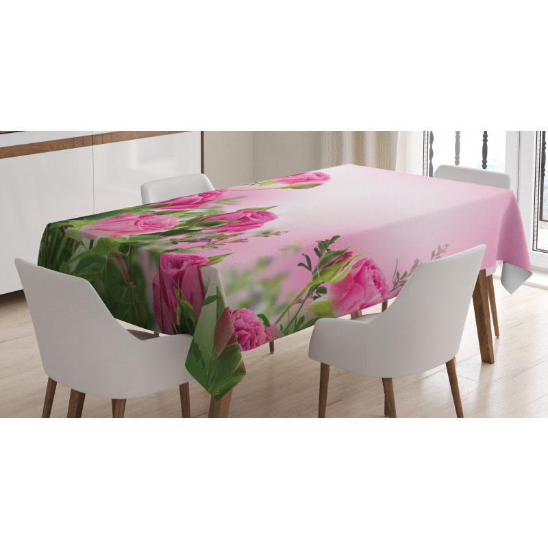 Spring Season Roses Buds Tablecloth