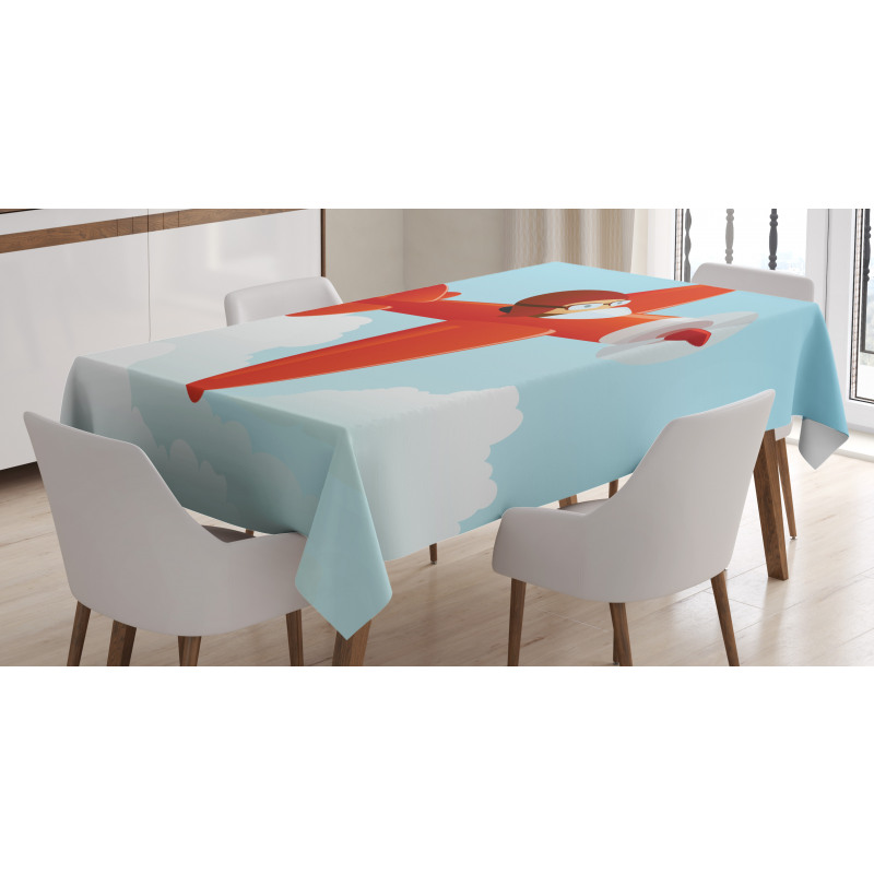 Airplane Flying Cloud Tablecloth