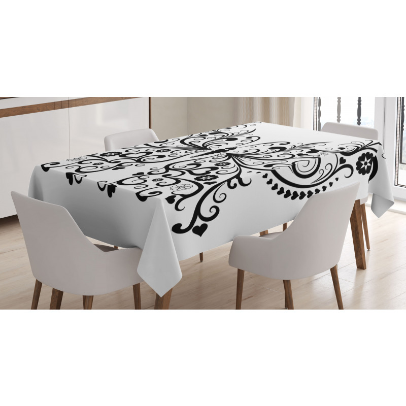 Swirled Wing with Flower Tablecloth