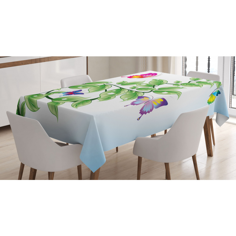 Floral Leaves Branches Tablecloth