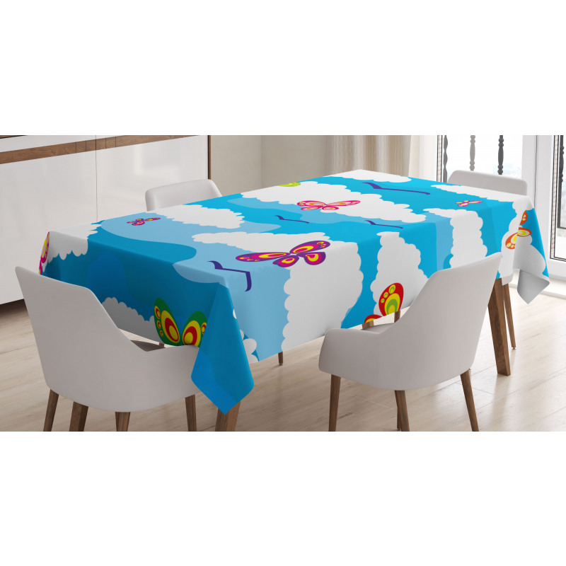Clouds Butterfly Summer Tablecloth