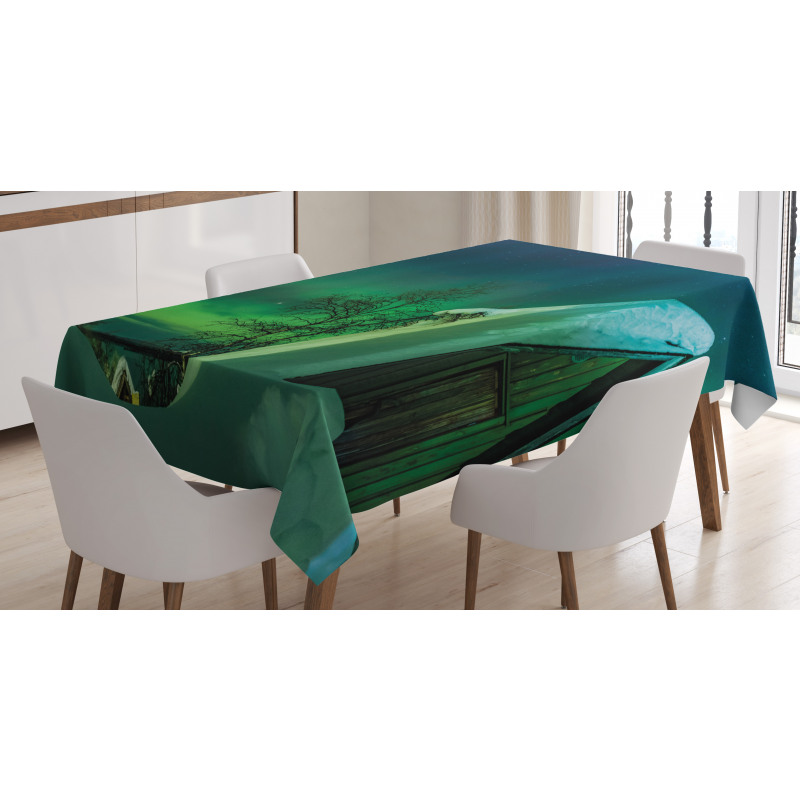 Wooden House Winter Tablecloth