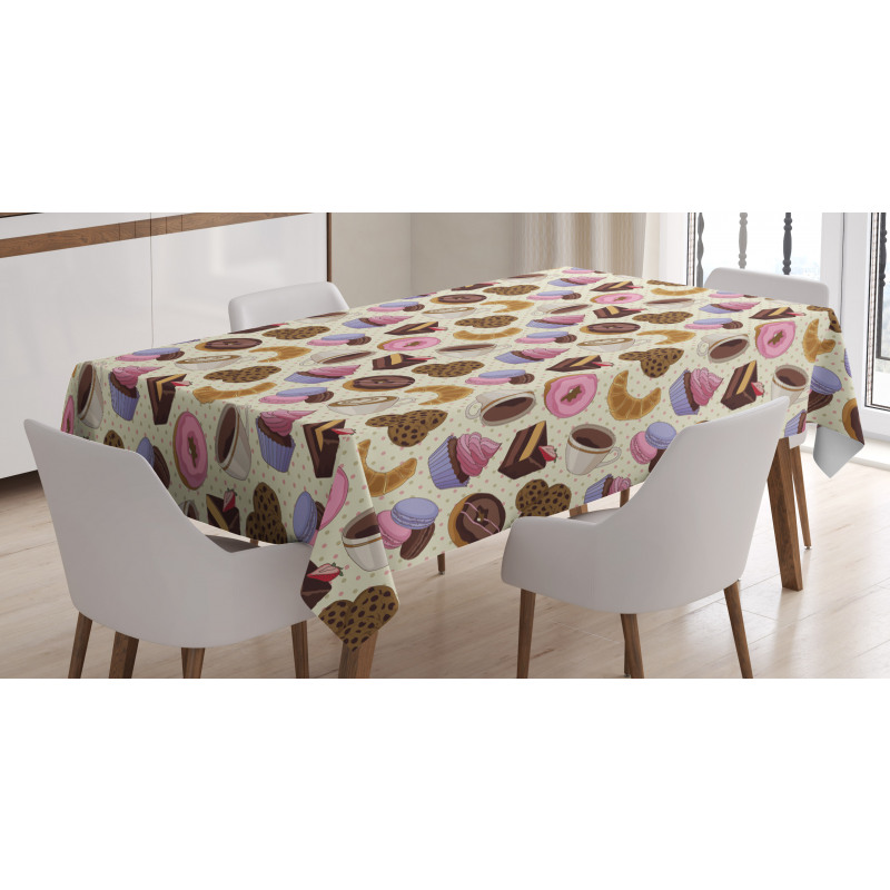 Coffee Cups Cookies Tablecloth