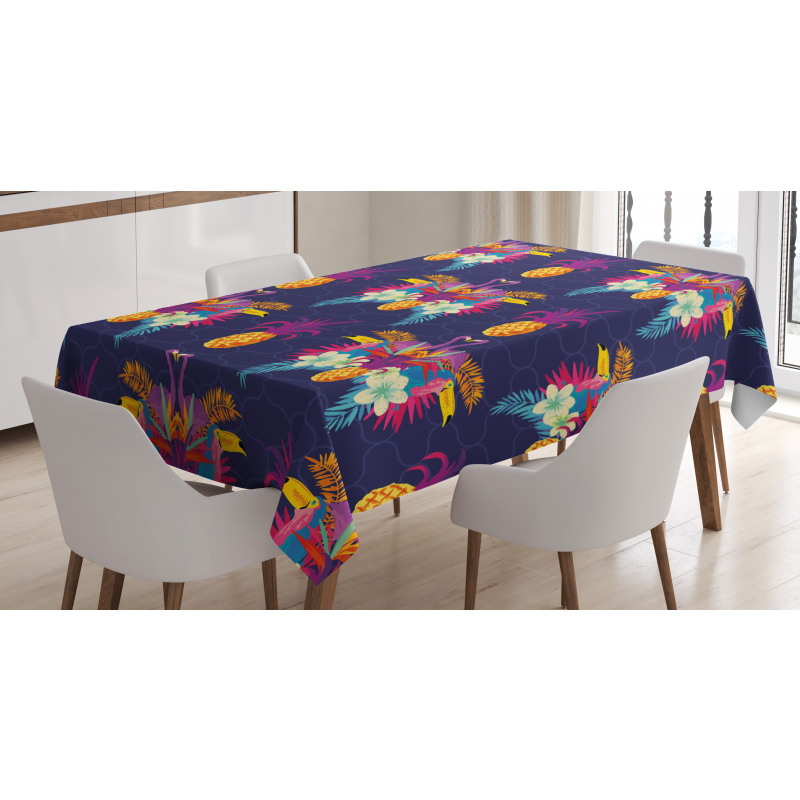 Vivid Flowers Pineapples Tablecloth