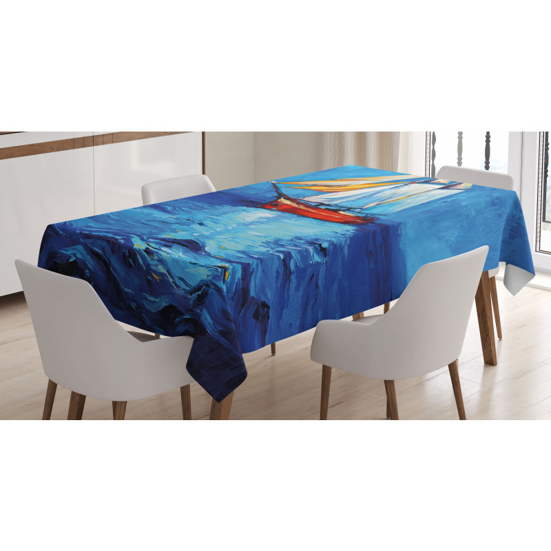 Sail Boat Art Picture Tablecloth