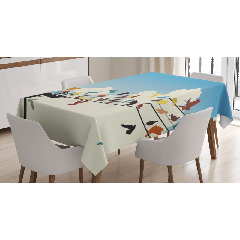 Animals Bird Silhouettes Tablecloth